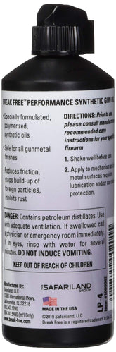 Close-up of Break Free LP oil squeeze bottle for firearms